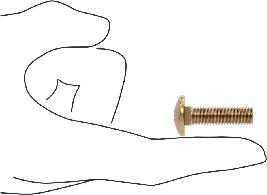 Çelik Kare Boyunlu Taşıma Cıvataları, Orta Mukavemetli, Sarı Kromatlı Çinko, M8 x 1.25mm, 30 mm Uzunluk