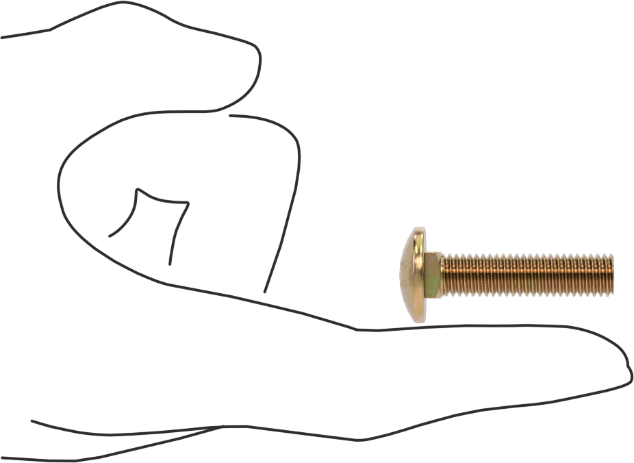 Çelik Kare Boyunlu Taşıma Cıvataları, Orta Mukavemetli, Sarı Kromatlı Çinko, M8 x 1.25mm, 35 mm Uzunluk