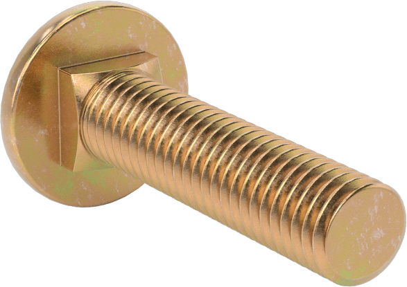 Çelik Kare Boyunlu Taşıma Cıvataları, Orta Mukavemetli, Sarı Kromatlı Çinko, M8 x 1.25mm, 35 mm Uzunluk