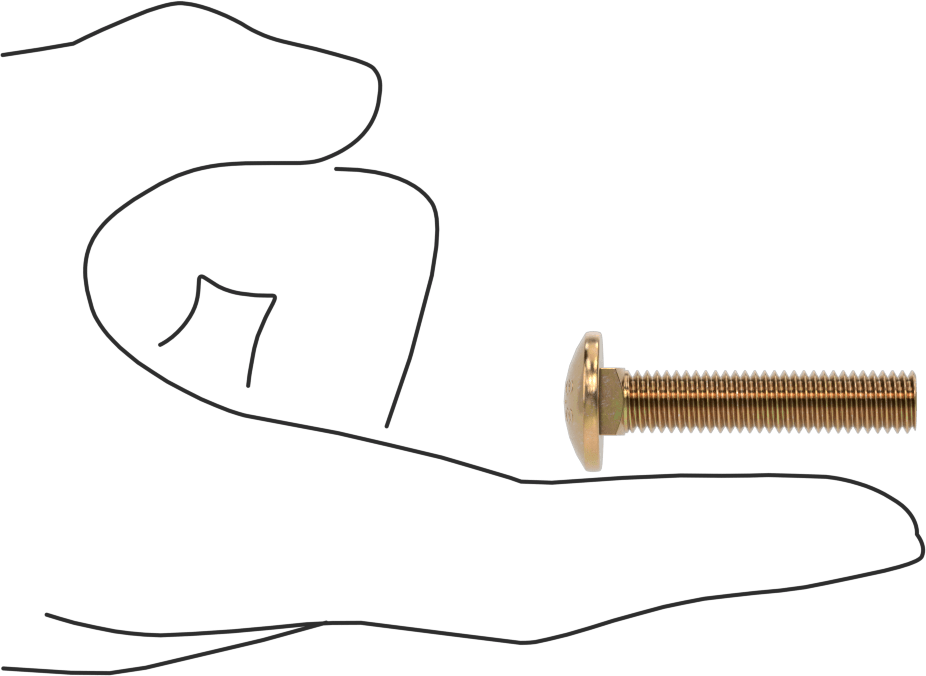 Çelik Kare Boyunlu Taşıma Cıvataları, Orta Mukavemetli, Sarı Kromatlı Çinko, M8 x 1.25mm, 40 mm Uzunluk
