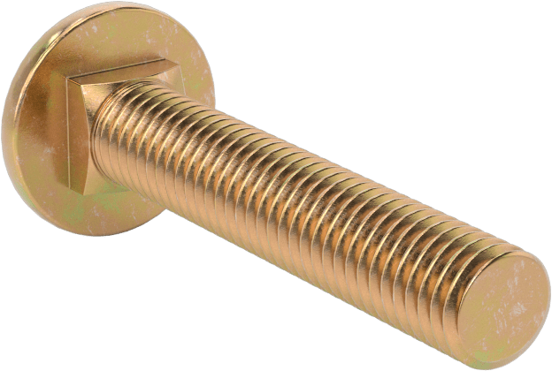 Çelik Kare Boyunlu Taşıma Cıvataları, Orta Mukavemetli, Sarı Kromatlı Çinko, M8 x 1.25mm, 45 mm Uzunluk