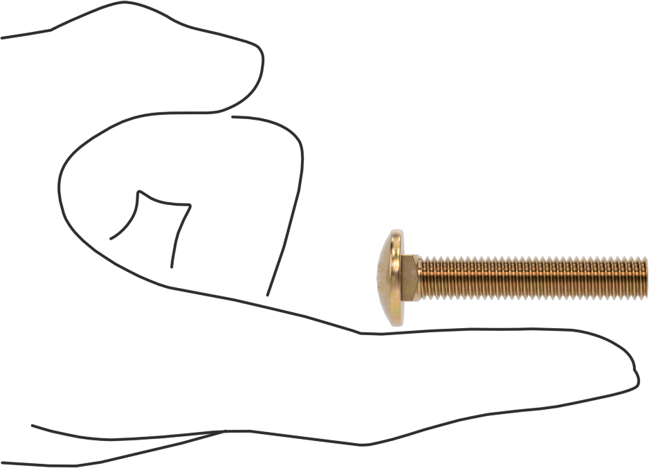 Çelik Kare Boyunlu Taşıma Cıvataları, Orta Mukavemetli, Sarı Kromatlı Çinko, M8 x 1.25mm, 45 mm Uzunluk