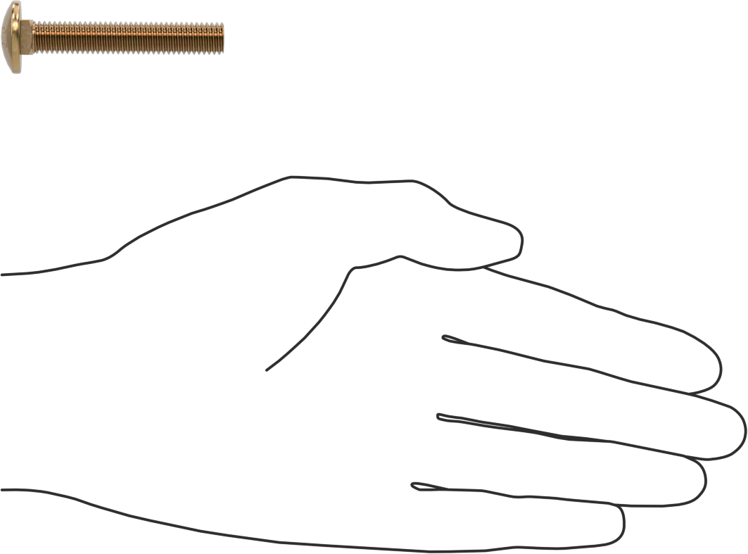 Çelik Kare Boyunlu Taşıma Cıvataları, Orta Mukavemetli, Sarı Kromatlı Çinko, M8 x 1.25mm, 50 mm Uzunluk