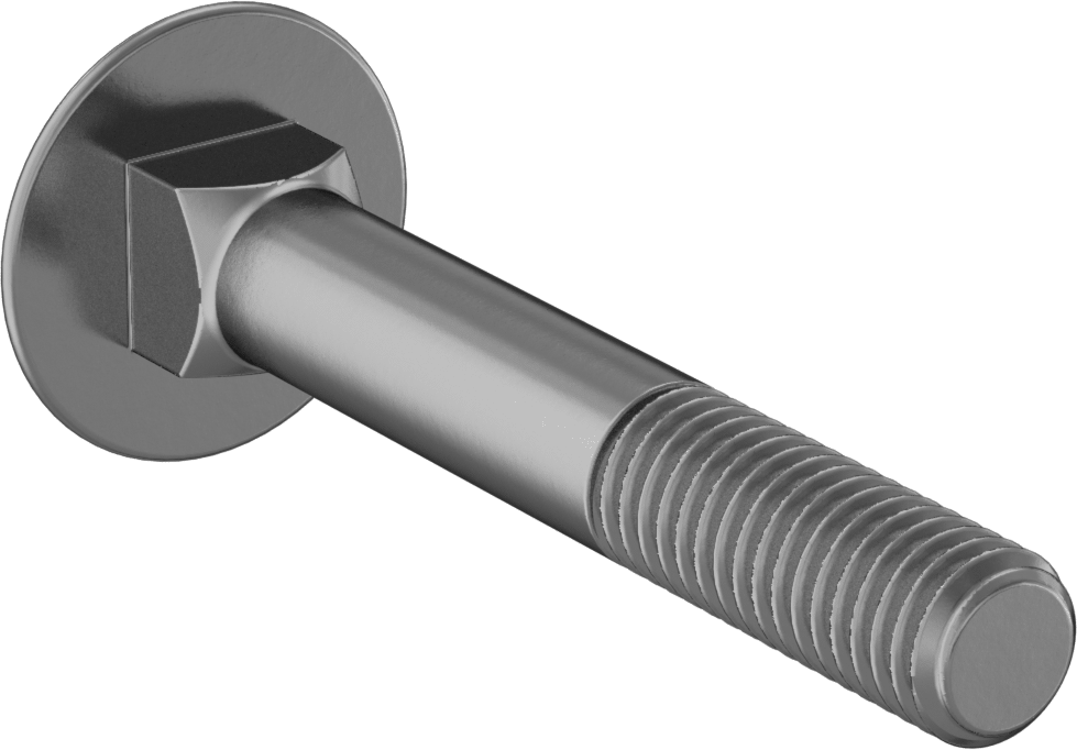 Çelik Kare Boyunlu Taşıma Cıvataları, Orta Mukavemetli, Sarı Kromatlı Çinko, M8 x 1.25mm, 55 mm Uzunluk