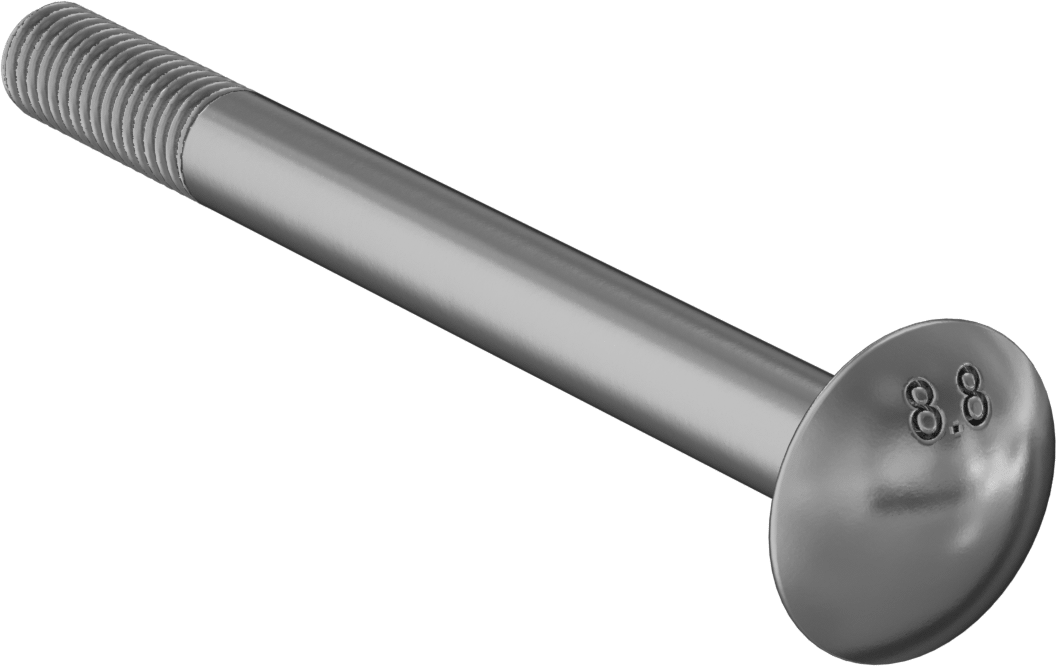 Çelik Kare Boyunlu Taşıma Cıvataları, Orta Mukavemetli, Sarı Kromatlı Çinko, M8 x 1.25mm, 90 mm Uzunluk