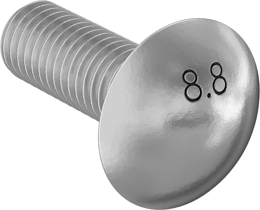 Çelik Kare Boyunlu Taşıma Cıvataları, Orta Mukavemetli, Sarı Kromatlı Çinko, M10 x 1.50mm, 30 mm Uzunluk