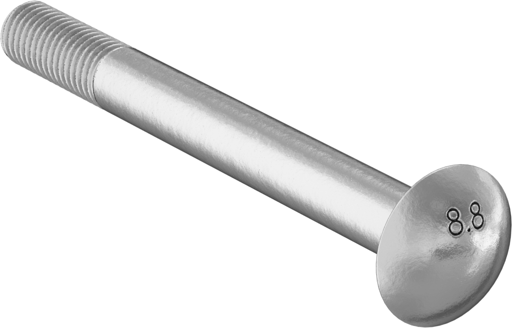 Çelik Kare Boyunlu Taşıma Cıvataları, Orta Mukavemetli, Sarı Kromatlı Çinko, M10 x 1.5mm, 100 mm Uzunluk