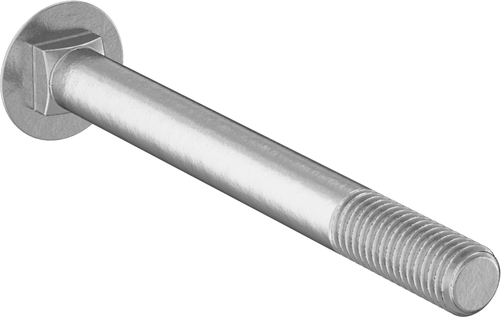 Çelik Kare Boyunlu Taşıma Cıvataları, Orta Mukavemetli, Sarı Kromatlı Çinko, M10 x 1.5mm, 100 mm Uzunluk