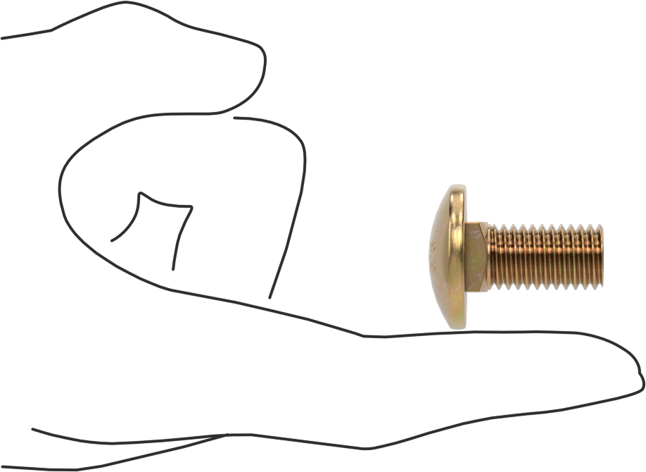 Çelik Kare Boyunlu Taşıma Cıvataları, Orta Mukavemetli, Sarı Kromatlı Çinko, M12 x 1.75mm, 25 mm Uzunluk
