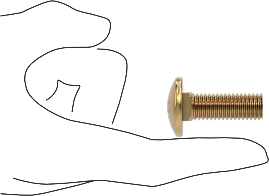 Çelik Kare Boyunlu Taşıma Cıvataları, Orta Mukavemetli, Sarı Kromatlı Çinko, M12 x 1.75mm, 35 mm Uzunluk