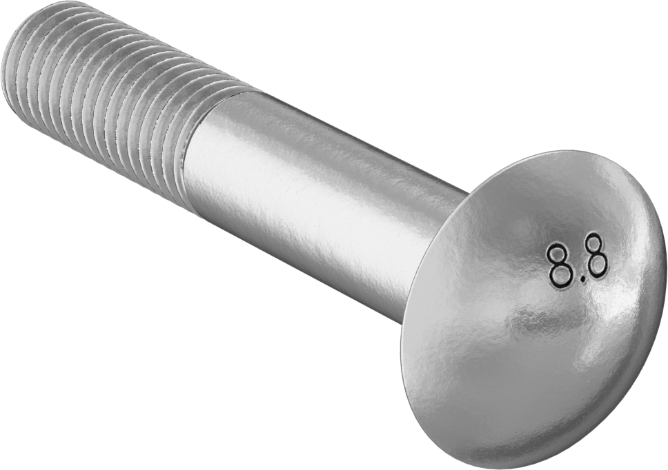 Çelik Kare Boyunlu Taşıma Cıvataları, Orta Mukavemetli, Sarı Kromatlı Çinko, M12 x 1.75mm, 70 mm Uzunluk