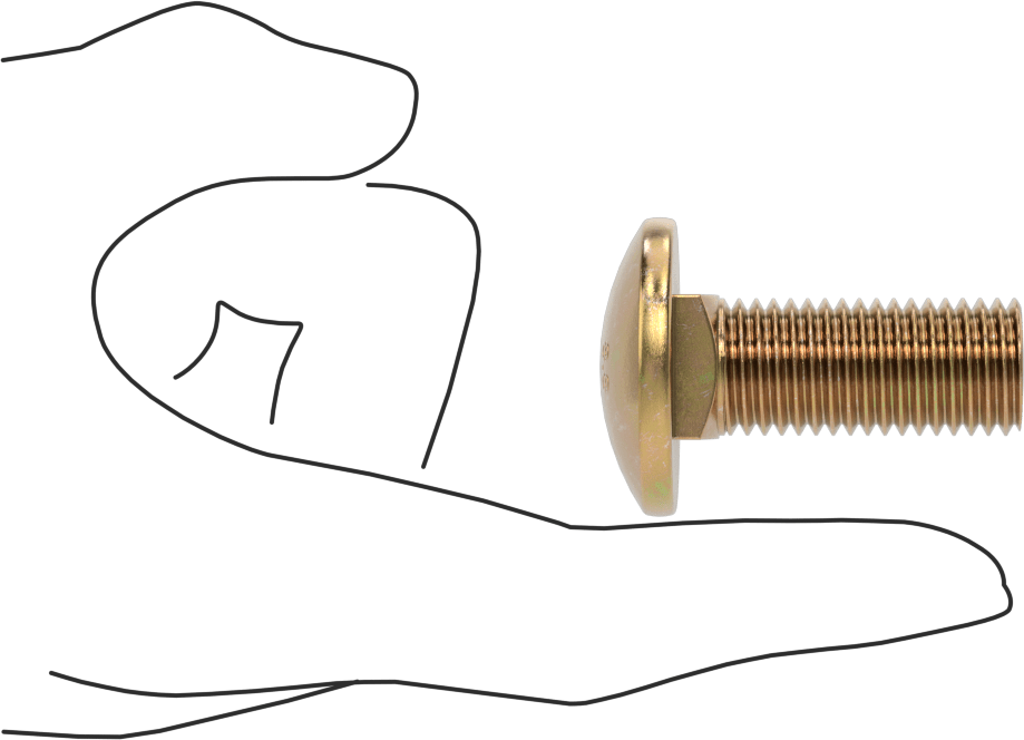Çelik Kare Boyunlu Taşıma Cıvataları, Orta Mukavemetli, Sarı Kromatlı Çinko, M16 x 2 mm, 40 mm Uzunluk