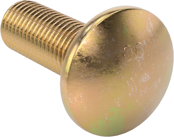 Çelik Kare Boyunlu Taşıma Cıvataları, Orta Mukavemetli, Sarı Kromatlı Çinko, M16 x 2 mm, 45 mm Uzunluk