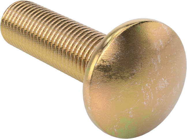 Çelik Kare Boyunlu Taşıma Cıvataları, Orta Mukavemetli, Sarı Kromatlı Çinko, M16 x 2 mm, 60 mm Uzunluk