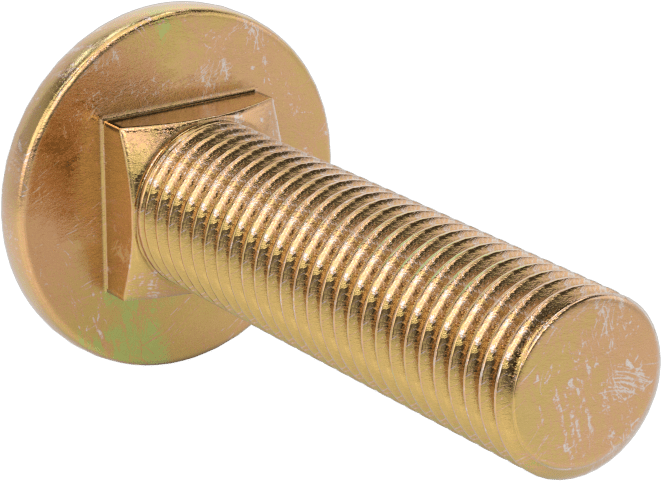 Çelik Kare Boyunlu Taşıma Cıvataları, Orta Mukavemetli, Sarı Kromatlı Çinko, M16 x 2 mm, 60 mm Uzunluk