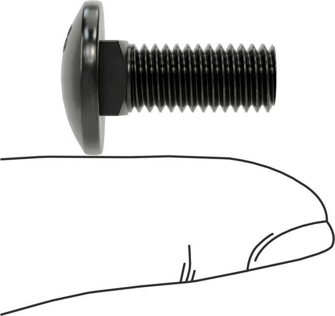 Çelik Kare Boyunlu Taşıma Cıvataları, Orta Mukavemetli, Siyah, M8 x 1.25 mm, 20 mm Uzunluk