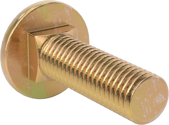 Çelik Kare Boyunlu Taşıma Cıvataları, Orta Mukavemetli, Sarı Kromatlı Çinko, M10 x 1.50mm, 35 mm Uzunluk