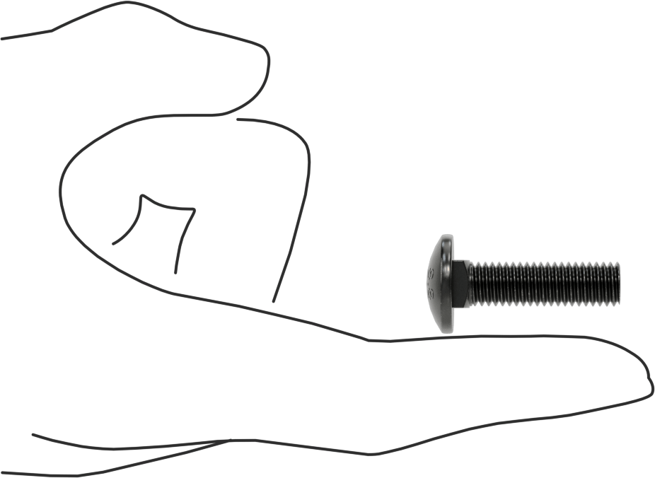 Çelik Kare Boyunlu Taşıma Cıvataları, Orta Mukavemetli, Siyah, M8 x 1.25 mm, 30 mm Uzunluk