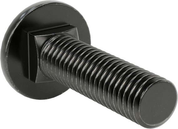 Çelik Kare Boyunlu Taşıma Cıvataları, Orta Mukavemetli, Siyah, M8 x 1.25 mm, 30 mm Uzunluk