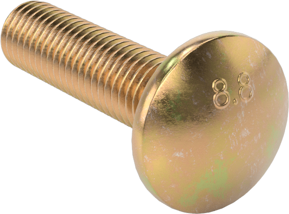 Çelik Kare Boyunlu Taşıma Cıvataları, Orta Mukavemetli, Sarı Kromatlı Çinko, M10 x 1.50mm, 40 mm Uzunluk