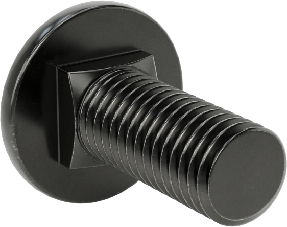 Çelik Kare Boyunlu Taşıma Cıvataları, Orta Mukavemetli, Siyah, M12 x 1.75 mm, 30 mm Uzunluk
