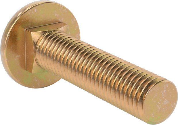 Çelik Kare Boyunlu Taşıma Cıvataları, Orta Mukavemetli, Sarı Kromatlı Çinko, M10 x 1.50mm, 45 mm Uzunluk