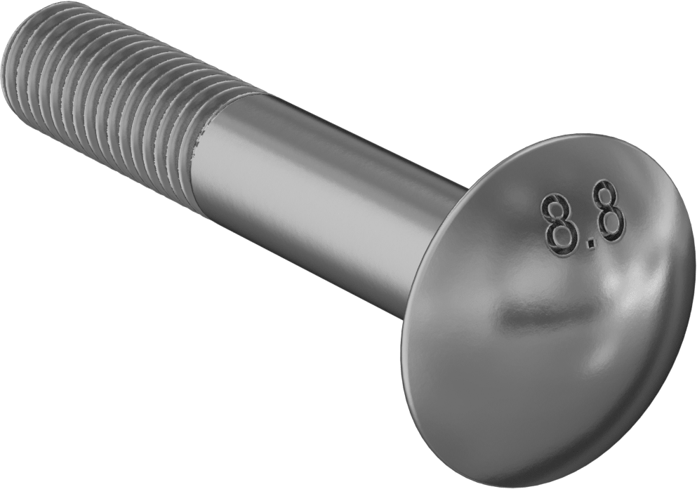 Çelik Kare Boyunlu Taşıma Cıvataları, Orta Mukavemetli, Sarı Kromatlı Çinko, M10 x 1.50mm, 60 mm Uzunluk