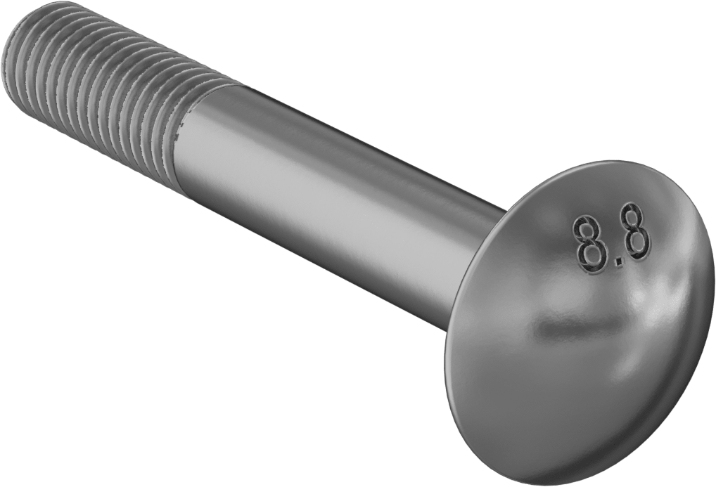 Çelik Kare Boyunlu Taşıma Cıvataları, Orta Mukavemetli, Sarı Kromatlı Çinko, M10 x 1.50mm, 70 mm Uzunluk