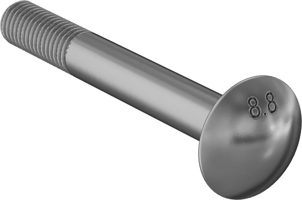 Çelik Kare Boyunlu Taşıma Cıvataları, Orta Mukavemetli, Sarı Kromatlı Çinko, M10 x 1.50mm, 80 mm Uzunluk