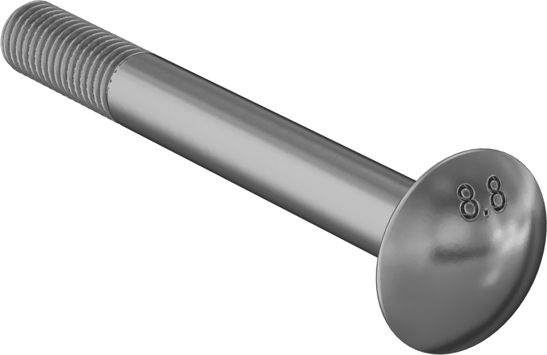 Çelik Kare Boyunlu Taşıma Cıvataları, Orta Mukavemetli, Sarı Kromatlı Çinko, M10 x 1.50mm, 90 mm Uzunluk