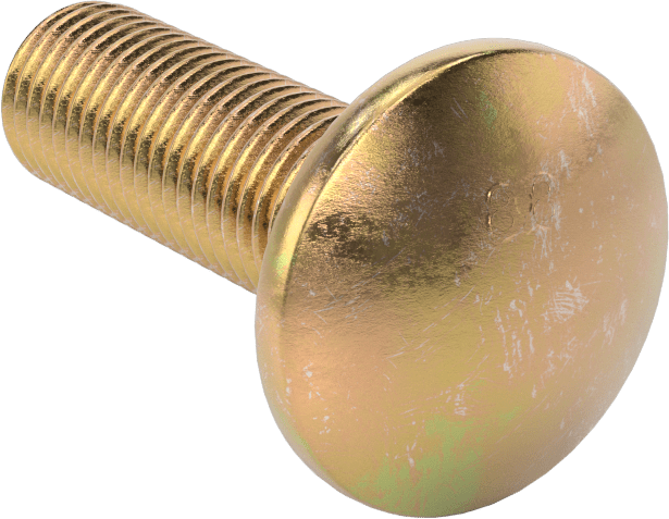 Çelik Kare Boyunlu Taşıma Cıvataları, Orta Mukavemetli, Sarı Kromatlı Çinko, M16 x 2 mm, 50 mm Uzunluk