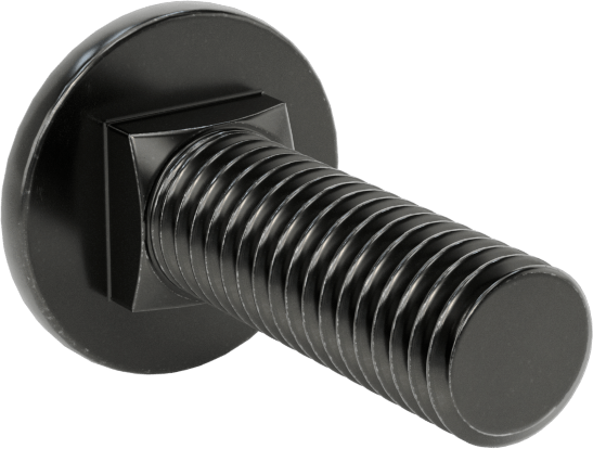 Çelik Kare Boyunlu Taşıma Cıvataları, Orta Mukavemetli, Siyah, M8 x 1.25 mm, 25 mm Uzunluk
