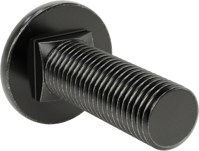Çelik Kare Boyunlu Taşıma Cıvataları, Orta Mukavemetli, Siyah, M20 x 2.50 mm, 60 mm Uzunluk