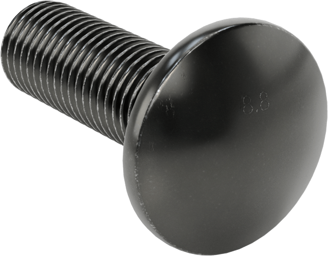 Çelik Kare Boyunlu Taşıma Cıvataları, Orta Mukavemetli, Siyah, M20 x 2.50 mm, 60 mm Uzunluk