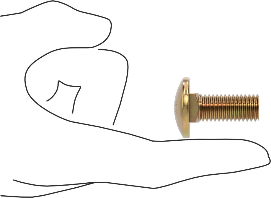 Çelik Kare Boyunlu Taşıma Cıvataları, Orta Mukavemetli, Sarı Kromatlı Çinko, M12 x 1.75mm, 30 mm Uzunluk
