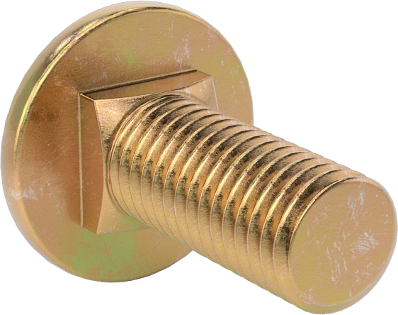 Çelik Kare Boyunlu Taşıma Cıvataları, Orta Mukavemetli, Sarı Kromatlı Çinko, M12 x 1.75mm, 30 mm Uzunluk