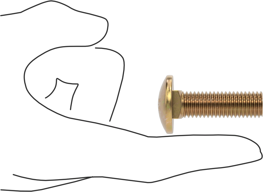Çelik Kare Boyunlu Taşıma Cıvataları, Orta Mukavemetli, Sarı Kromatlı Çinko, M12 x 1.75mm, 40 mm Uzunluk