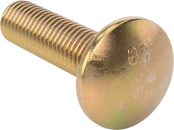 Çelik Kare Boyunlu Taşıma Cıvataları, Orta Mukavemetli, Sarı Kromatlı Çinko, M12 x 1.75mm, 45 mm Uzunluk