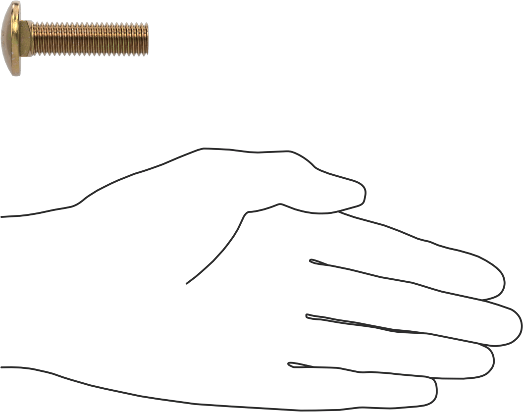 Çelik Kare Boyunlu Taşıma Cıvataları, Orta Mukavemetli, Sarı Kromatlı Çinko, M12 x 1.75mm, 45 mm Uzunluk