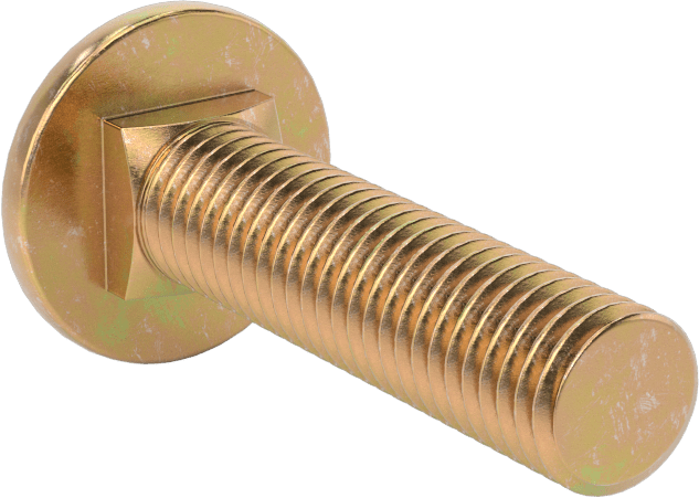 Çelik Kare Boyunlu Taşıma Cıvataları, Orta Mukavemetli, Sarı Kromatlı Çinko, M12 x 1.75mm, 50 mm Uzunluk