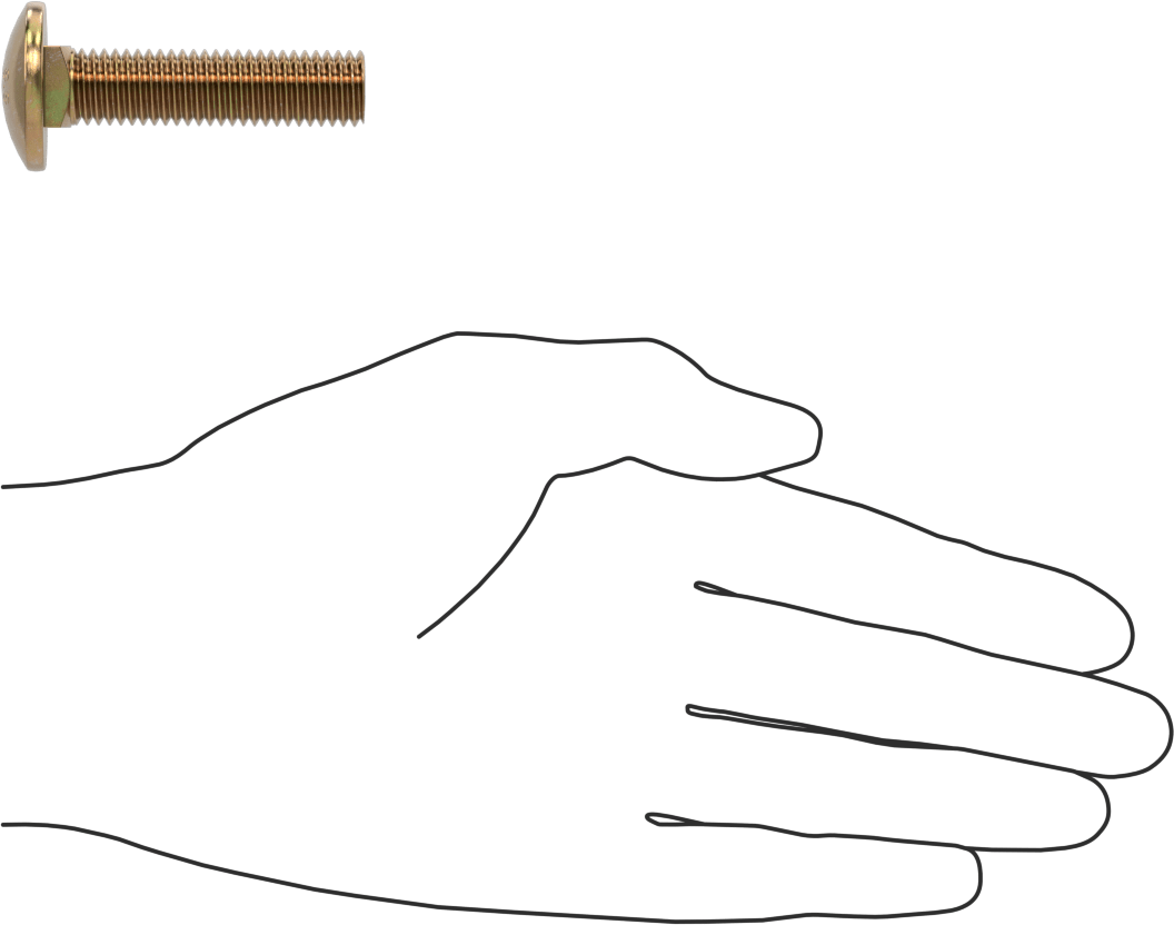Çelik Kare Boyunlu Taşıma Cıvataları, Orta Mukavemetli, Sarı Kromatlı Çinko, M12 x 1.75mm, 50 mm Uzunluk