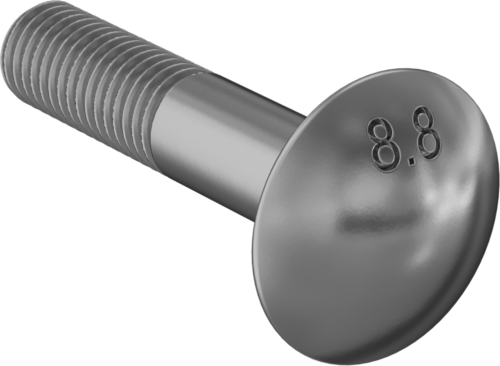 Çelik Kare Boyunlu Taşıma Cıvataları, Orta Mukavemetli, Sarı Kromatlı Çinko, M12 x 1.75mm, 60 mm Uzunluk