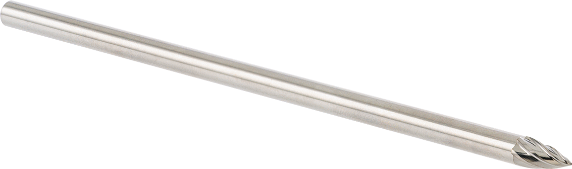 Yumuşak Metaller ve Plastik için Ekstra Uzun Frez, Sivri Uçlu Ağaç, 1/4" Baş Çapı
