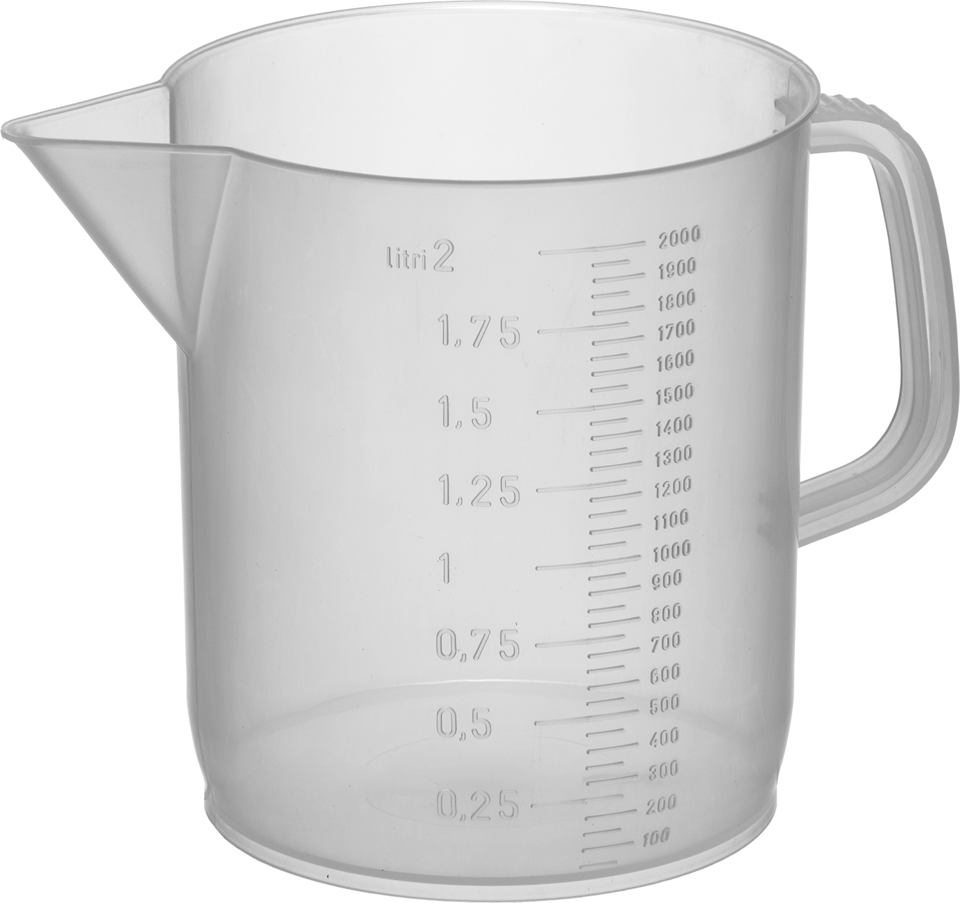 Kulplu Dereceli Polipropilen Beher, 68 FL oz/2000 ml Kapasite