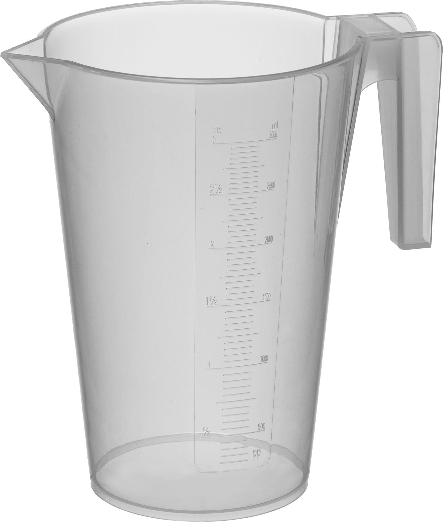 Kulplu Dereceli Polipropilen Beher, 101 FL oz/3000 ml Kapasite