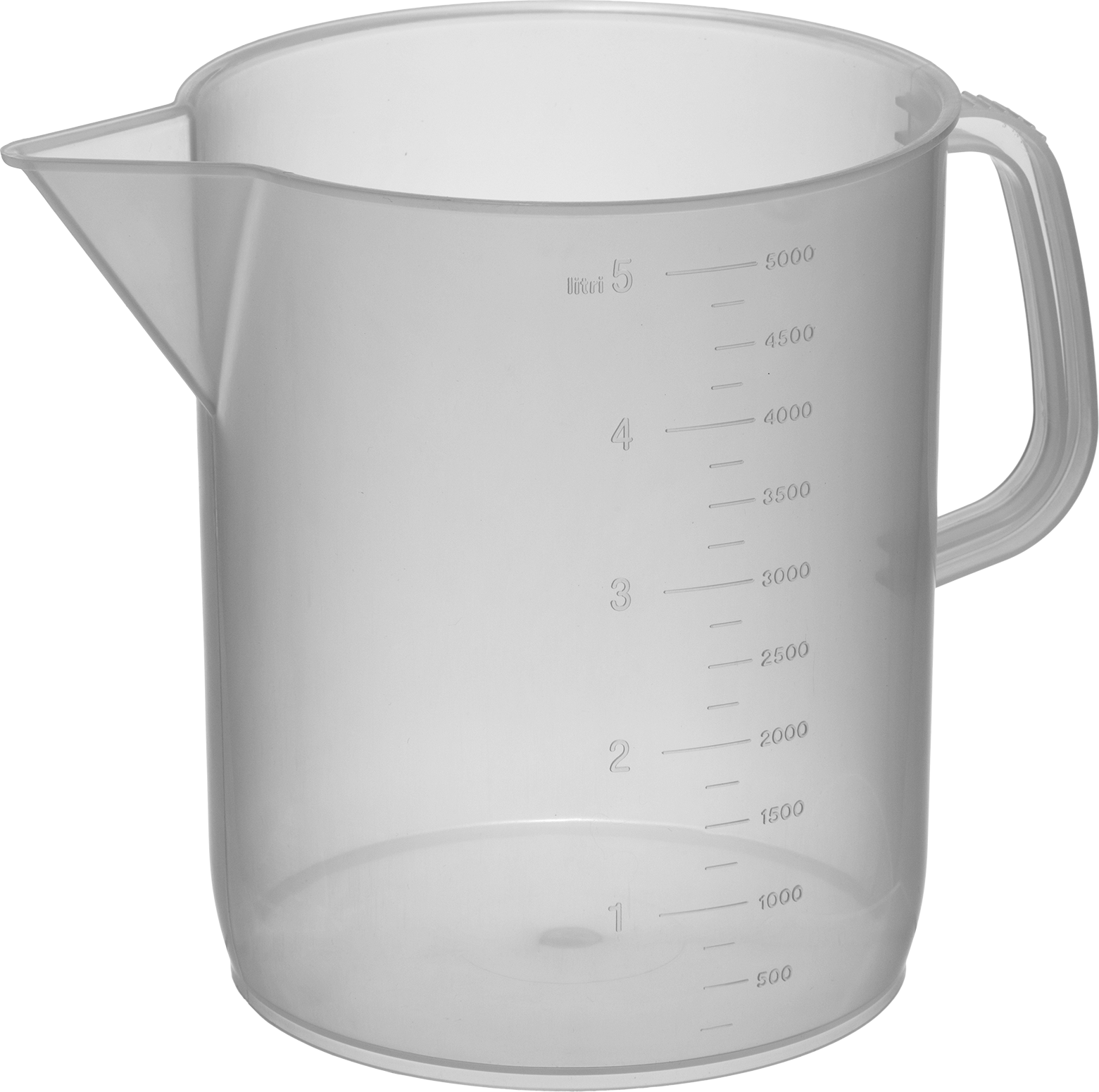 Kulplu Dereceli Polipropilen Beher, 1,3 Galon/5000 ml Kapasite
