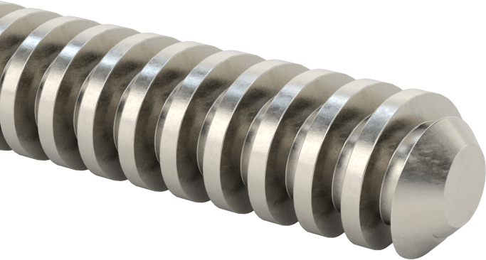 304 Paslanmaz Çelik Hassas Acme Kılavuz Vidası, Sol El, 3/8"-8 Diş, 3 Fit Uzunluk