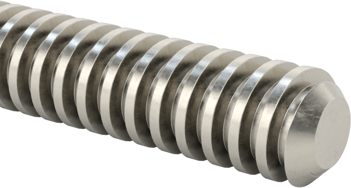304 Paslanmaz Çelik Hassas Acme Kılavuz Vidası, Sol El, 3/8"-10 Diş, 3 Fit Uzunluk