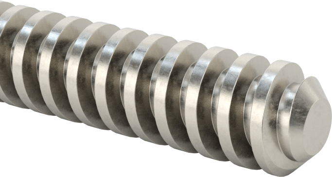 304 Paslanmaz Çelik Hassas Acme Kılavuz Vidası, Sağ El, 3/8"-8 Diş, 3 Fit Uzunluk