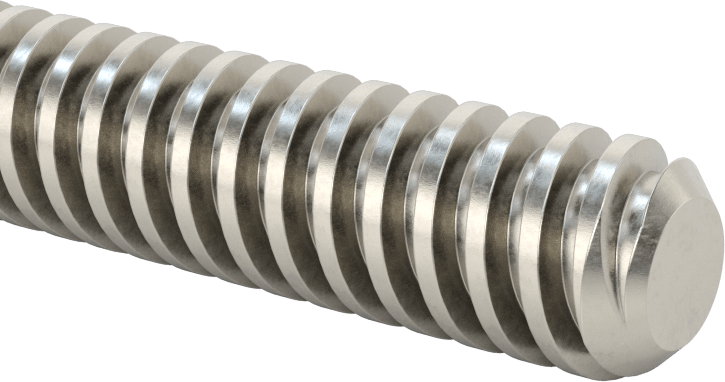 304 Paslanmaz Çelik Hassas Acme Kılavuz Vidası, Hızlı Hareket, Sağ El, 1/2"-8 Diş Boyutu, 3 Fit Uzunluk, 2:1 Speed